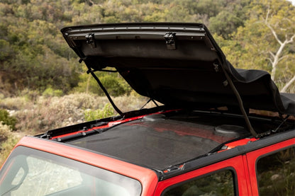 Rampage 2018-2019 Jeep Wrangler(JL) Unlimited Sport 4-Door Mesh Shade Top - Extended - Black - eliteracefab.com