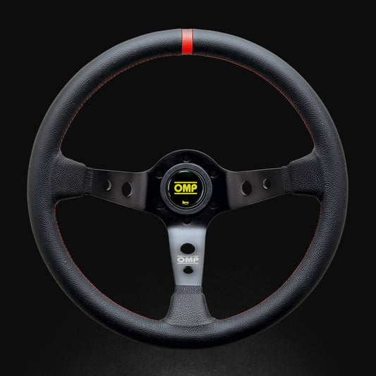 OMP Corsica 350mm 95mm Deep-Dish Leather Steering Wheel - Black/Red – OD0-1956-073