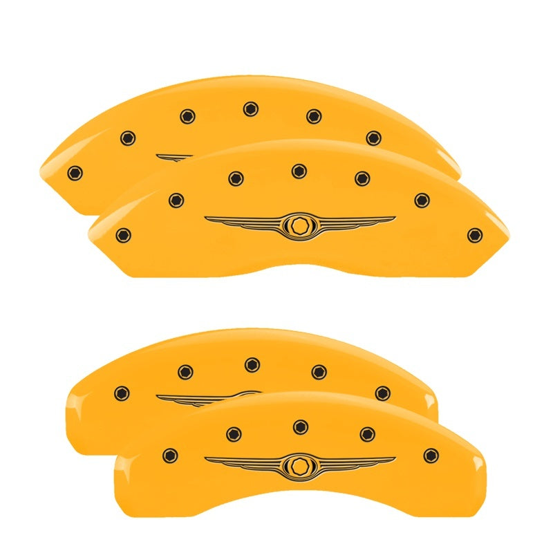 MGP 4 Caliper Covers Engraved Front & Rear MGP Yellow Finish Black Char 2005 Chrysler Crossfire MGP