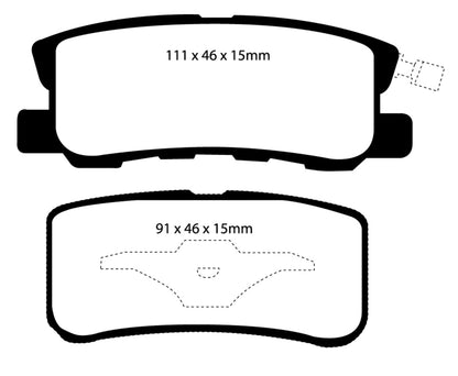 EBC 11-14 Chrysler 200 3.6 Yellowstuff Rear Brake Pads - eliteracefab.com