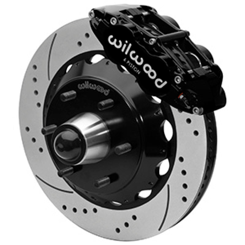 Wilwood 63-87 C10 FNSL6R Front Big Brake Brake Kit 14in drill/slot 6x5.5 BP for drop spindles - Blk Wilwood