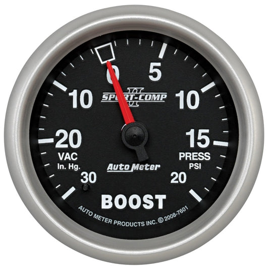 Autometer Sport-Comp II VAC/Boost 2 5/8in 30 IN HG-20PSI Mechanical Gauge 7601
