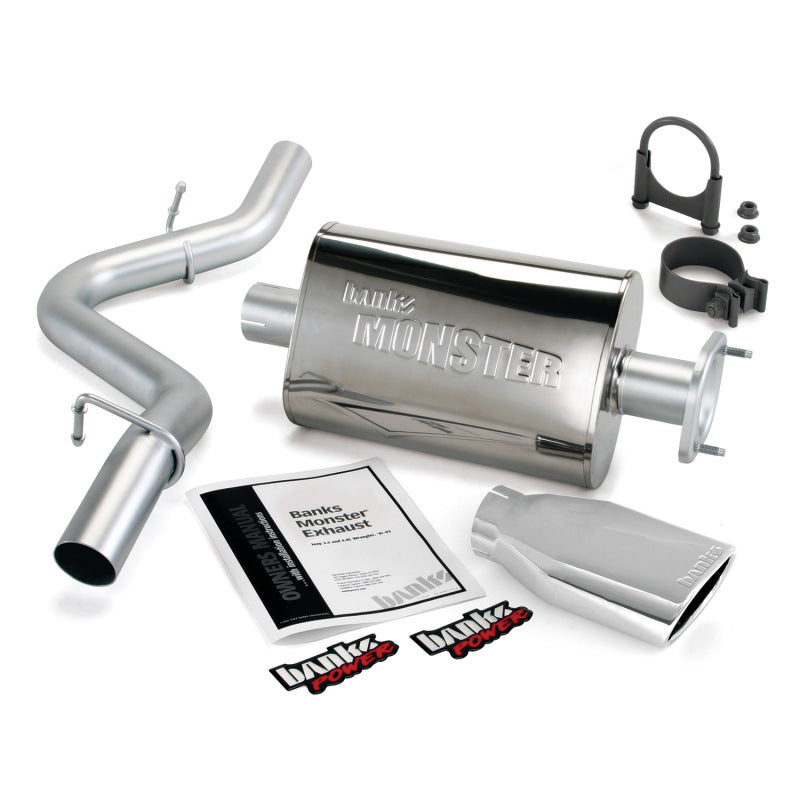 Banks Power 04-06 Jeep 4.0L Wrangler Unlimited Monster Exhaust Sys - SS Single Exhaust w/ Chrome Tip - eliteracefab.com