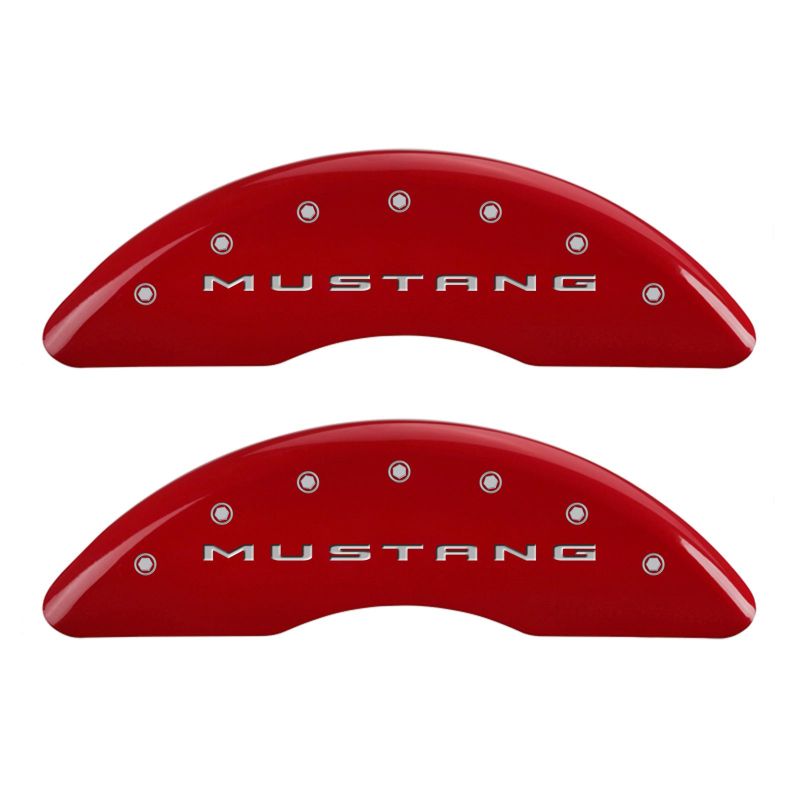 MGP 4 Caliper Covers Engraved Front 2015/Mustang Engraved Rear 2015/Bar & Pony Red/Silve 19in. Min - eliteracefab.com