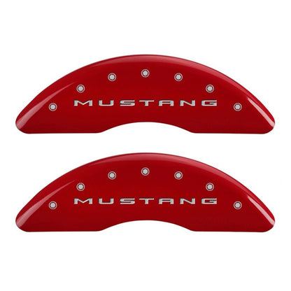 MGP 4 Caliper Covers Engraved Front 2015/Mustang Engraved Rear 2015/Bar & Pony Red/Silve 19in. Min - eliteracefab.com