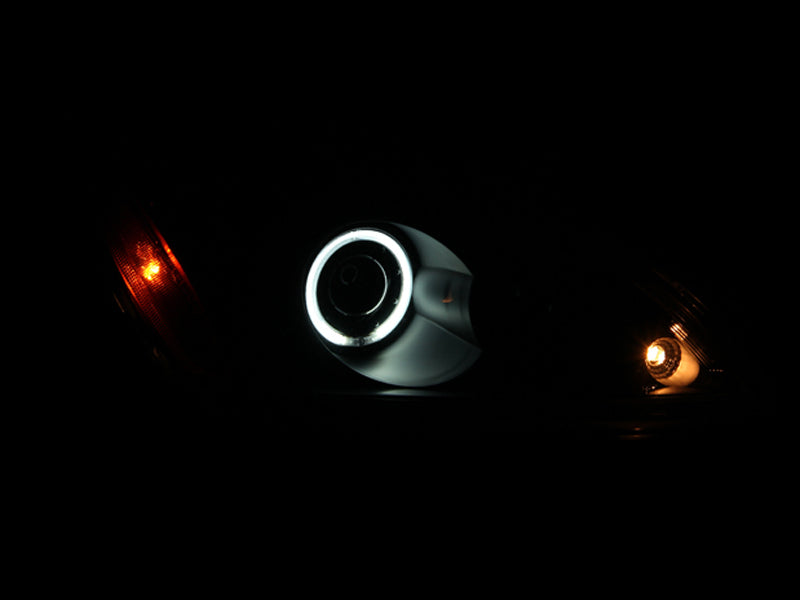 ANZO USA Mitsubishi Lancer Not Evo Projector Headlights W/ Halo Black Ccfl; 2004-2007 - eliteracefab.com