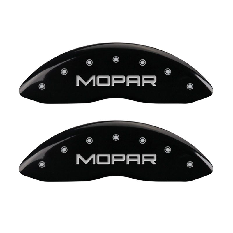 MGP Front set 2 Caliper Covers Engraved Front MOPAR Black finish silver ch MGP