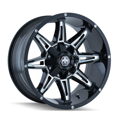 Mayhem 8090 Rampage 18x9 / 6x135 BP / -12mm Offset / 106mm Hub Black w/ Milled Spokes Wheel Mayhem