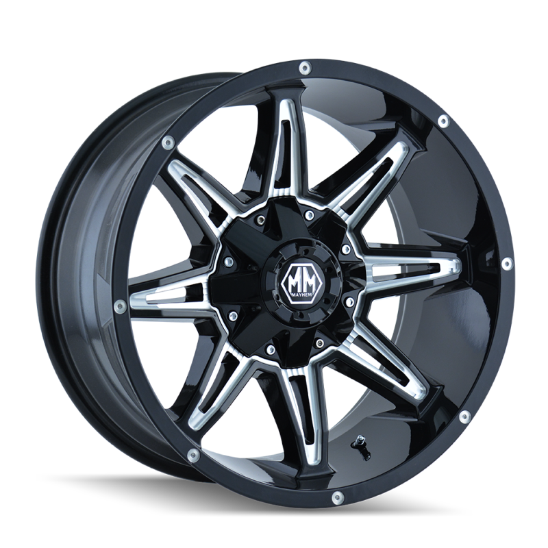 Mayhem 8090 Rampage 17x9 / 5x127 BP / -12mm Offset / 87mm Hub Black w/ Milled Spokes Wheel Mayhem