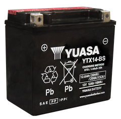 Yuasa YTX14-BS Maintenance Free AGM 12 Volt Battery (Bottle Supplied)