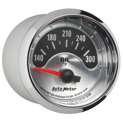 Autometer American Muscle 2-1/16in Short Sweep Electric 140-300 Deg F Oil Temp Gauge 1248
