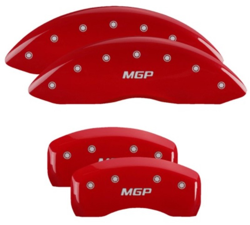 MGP 4 Caliper Covers Engraved Front & Rear MGP Red Finish Silver Characters 2019 Ford Edge MGP