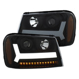 ANZO 2006-2009 Chevrolet Trailblazer Projector Headlights w/ Plank Style Design Black w/ Amber