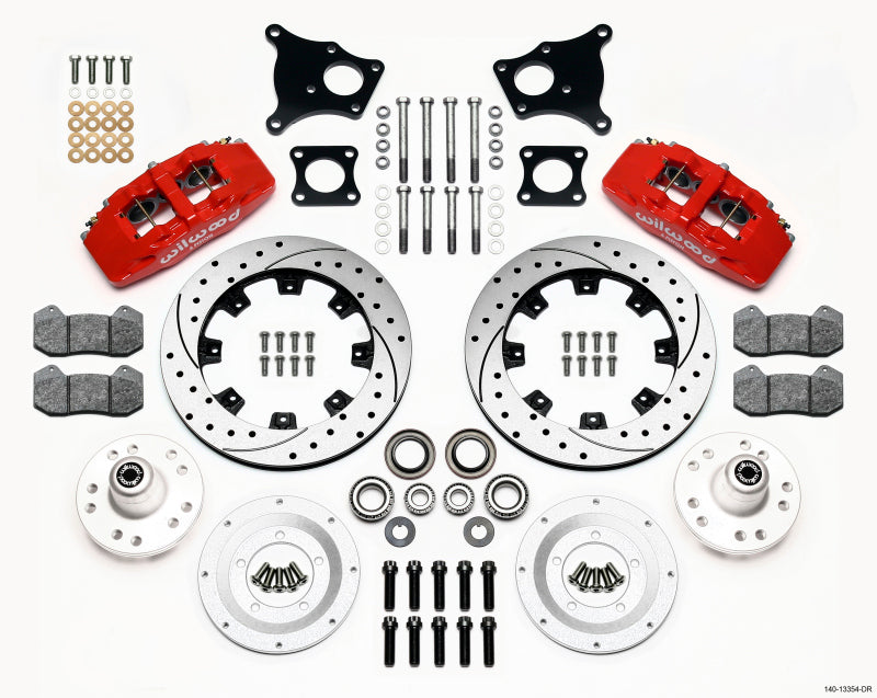 Wilwood Dynapro 6 Front Hub Kit 12.19in Drilled Red AMC 71-76 OE Disc w/o Bendix Brakes Wilwood