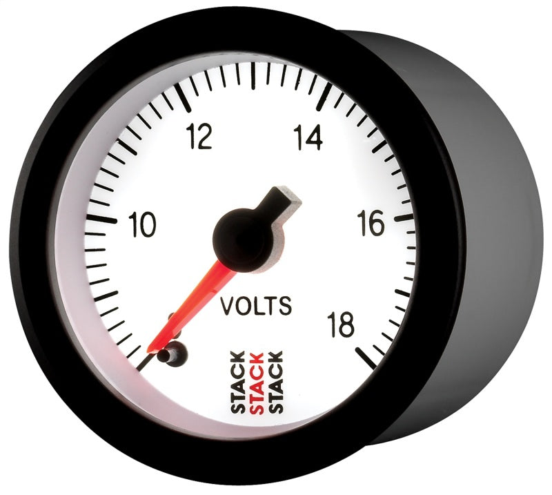 Autometer Stack 52mm 8-18V Pro Stepper Motor Battery Voltage Gauge - White ST3366
