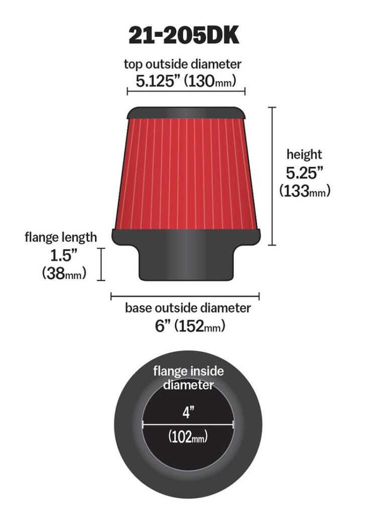 AEM 4 inch Short Neck 5 inch Element Filter Replacement - eliteracefab.com