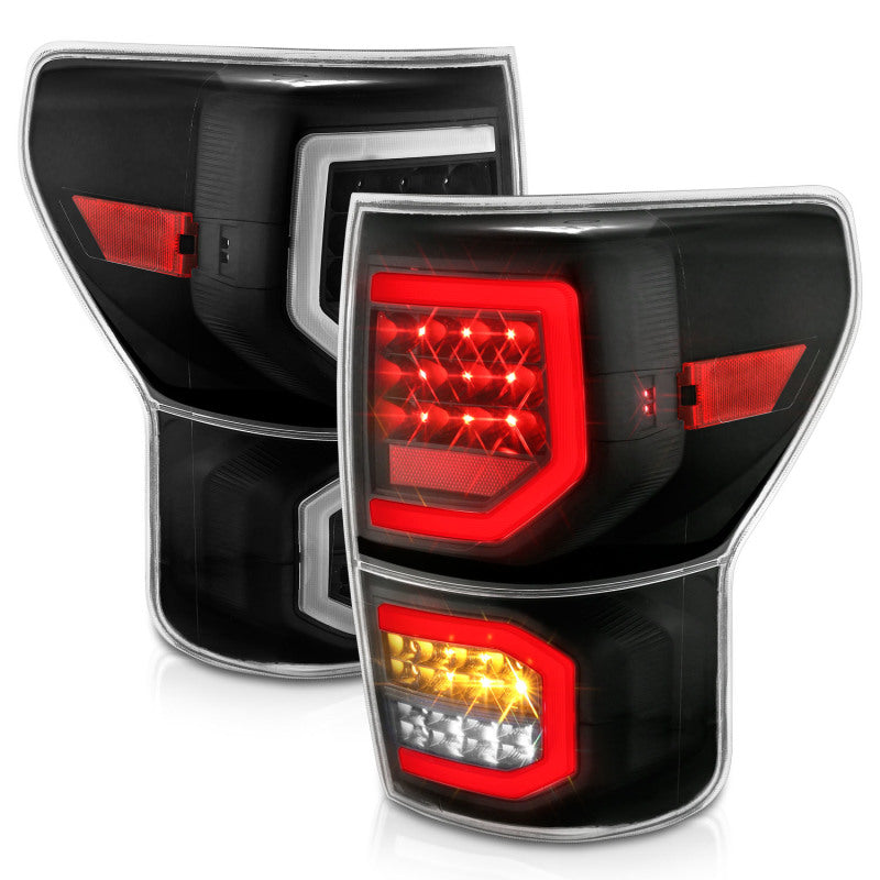 ANZO 2007-2013 Toyota Tundra LED Taillights Plank Style Black w/Clear Lens - eliteracefab.com