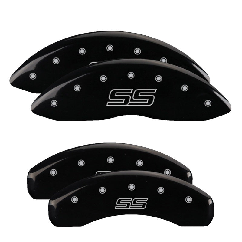 MGP 4 Caliper Covers Engraved Front & Rear Trailblazer style/SS Black finish silver ch - eliteracefab.com