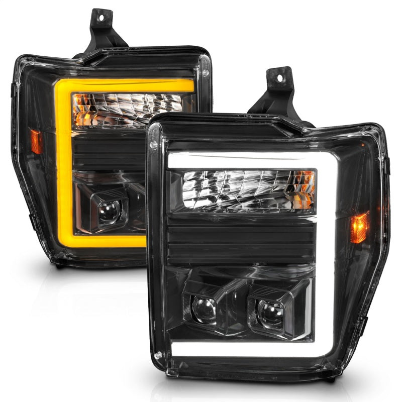 ANZO FORD SUPER DUTY 08-10 PROJECTOR SWITCHBACK PLANK STYLE HEADLIGHTS BLACK - 111586