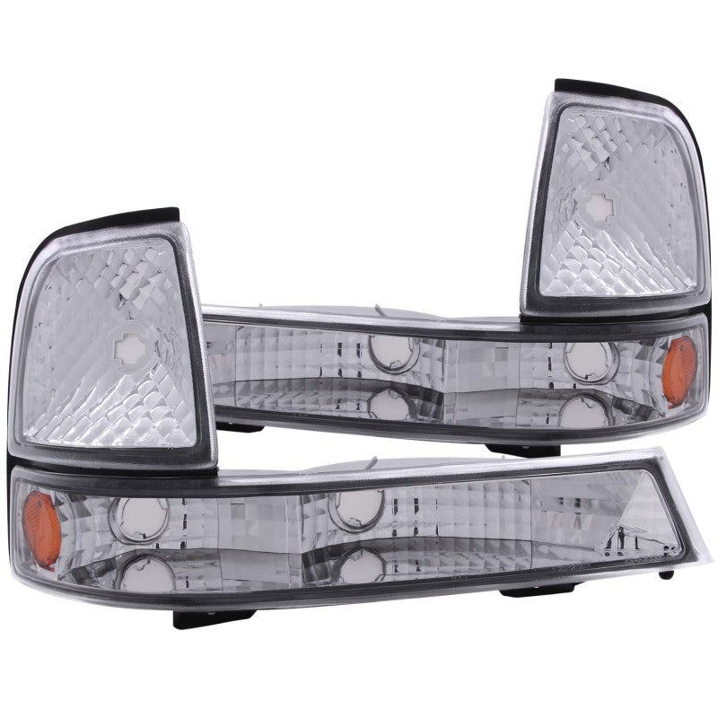 ANZO USA Ford Ranger Euro Parking Lights Chrome W/ Amber Reflector; 1998-2000 - eliteracefab.com