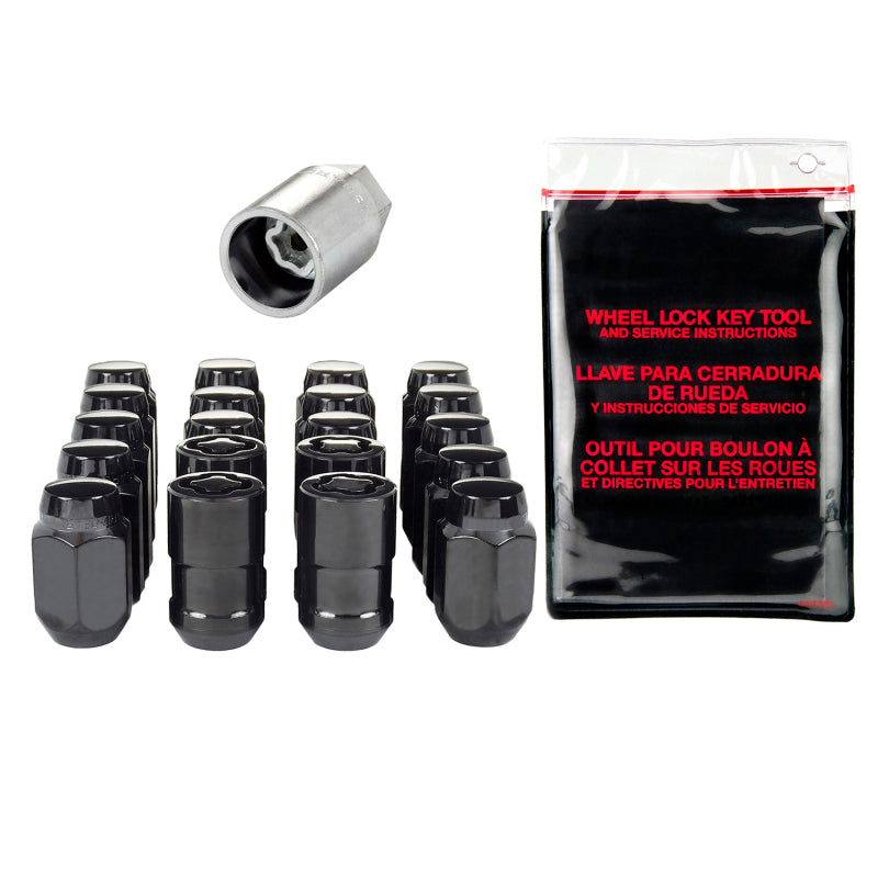 McGard 5 Lug Hex Install Kit w/Locks (Cone Seat Nut) M12X1.5 / 13/16 Hex / 1.5in. Length - Black - eliteracefab.com