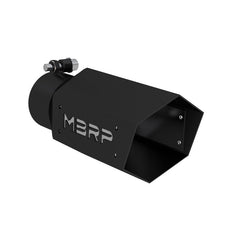 MBRP Universal 4in Hex Tip 3in Inlet 10in Length w/ Logo - Black Coated - eliteracefab.com