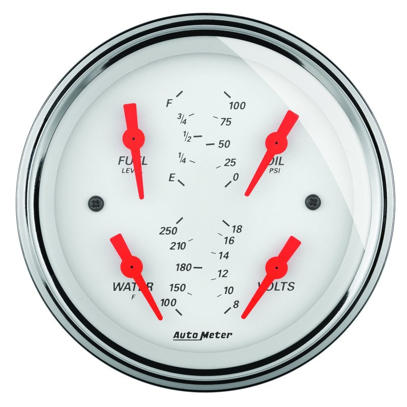 Autometer Arctic White 5in Quad GA, Fuel Level, 0-90 OHM 1319