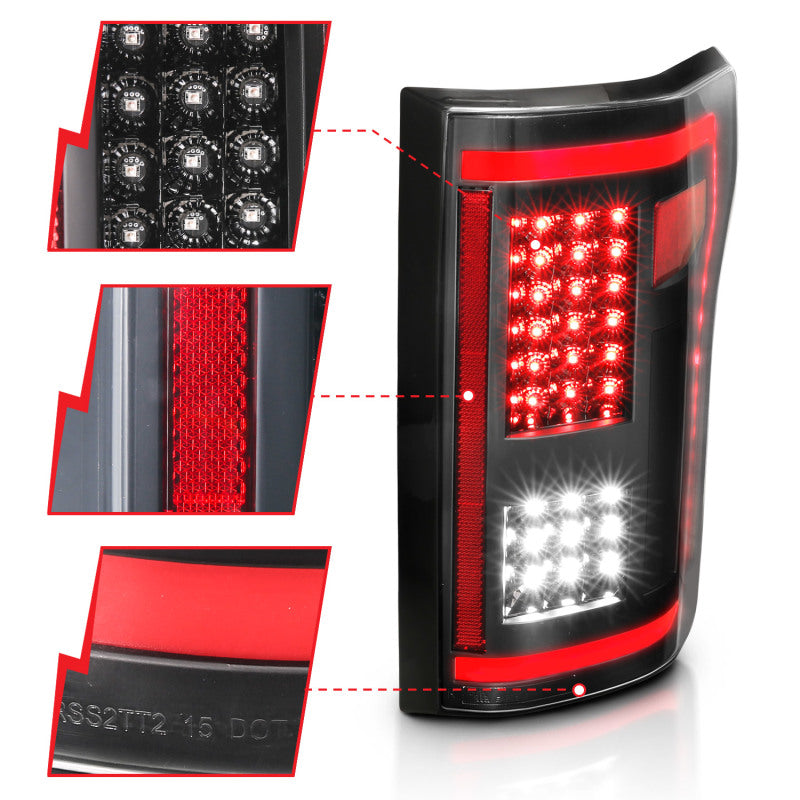 ANZO 15-17 Ford F-150 LED Taillights Black w/ Sequential - eliteracefab.com