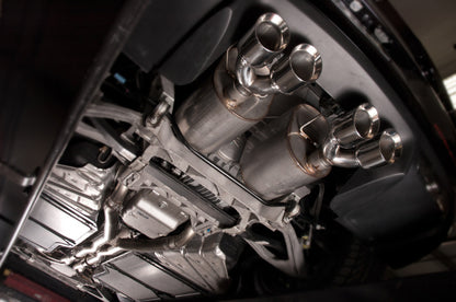 Stainless Works 2009-13 C6 Corvette Axleback 2-1/2in Dual Chambered Turbo Mufflers Quad 4in Tips Stainless Works