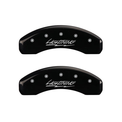 MGP 4 Caliper Covers Engraved Front & Rear Lightning Black finish silver ch MGP
