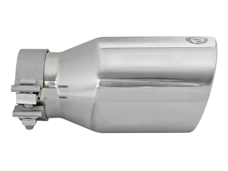 aFe MACH Force-Xp Univ 304 SS Double-Wall Clamp-On Exhaust Tip - Polished - 3in Inlet - 4.5in Outlet aFe