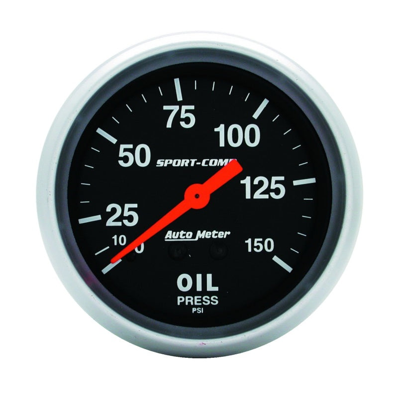 AutoMeter Gauge Oil Pressure 2-5/8in. 150PSI Mechanical Sport-Comp 3423