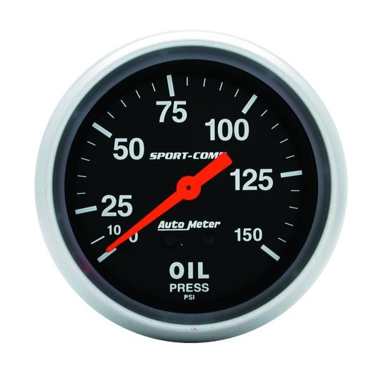 AutoMeter Gauge Oil Pressure 2-5/8in. 150PSI Mechanical Sport-Comp 3423