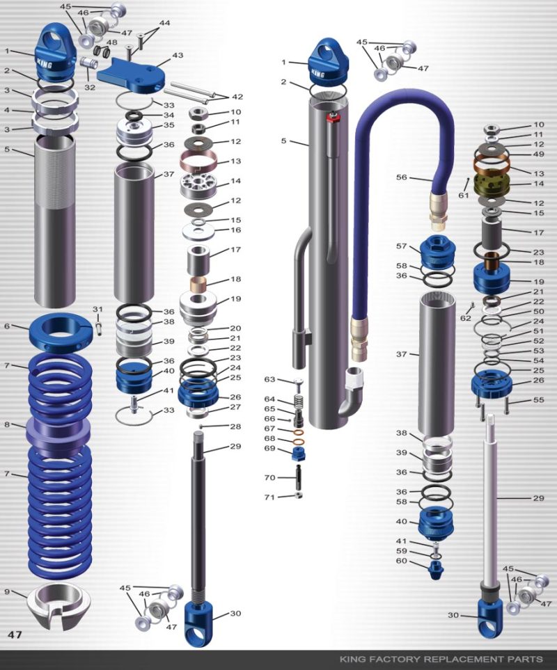 King Shocks 2.0 RS Spring Divider 1in Longer - Blue