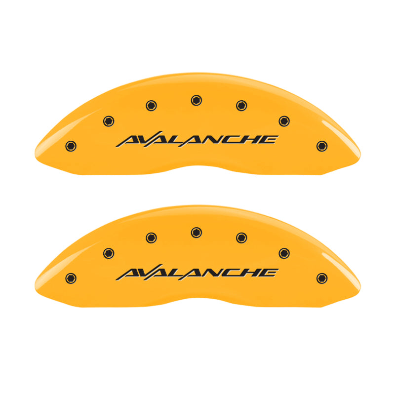 MGP 4 Caliper Covers Engraved Front & Rear Avalanche Yellow Finish Black Char 2001 Chevrolet Tahoe MGP