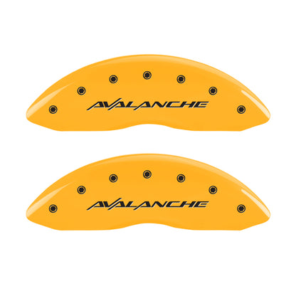MGP 4 Caliper Covers Engraved Front & Rear Avalanche Yellow Finish Black Char 2001 Chevrolet Tahoe MGP