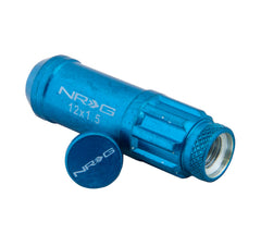 NRG 20-piece 700 Series M12 x 1.5 Steel Lug Nut and dust cap cover Set Blue plus lock socket - eliteracefab.com