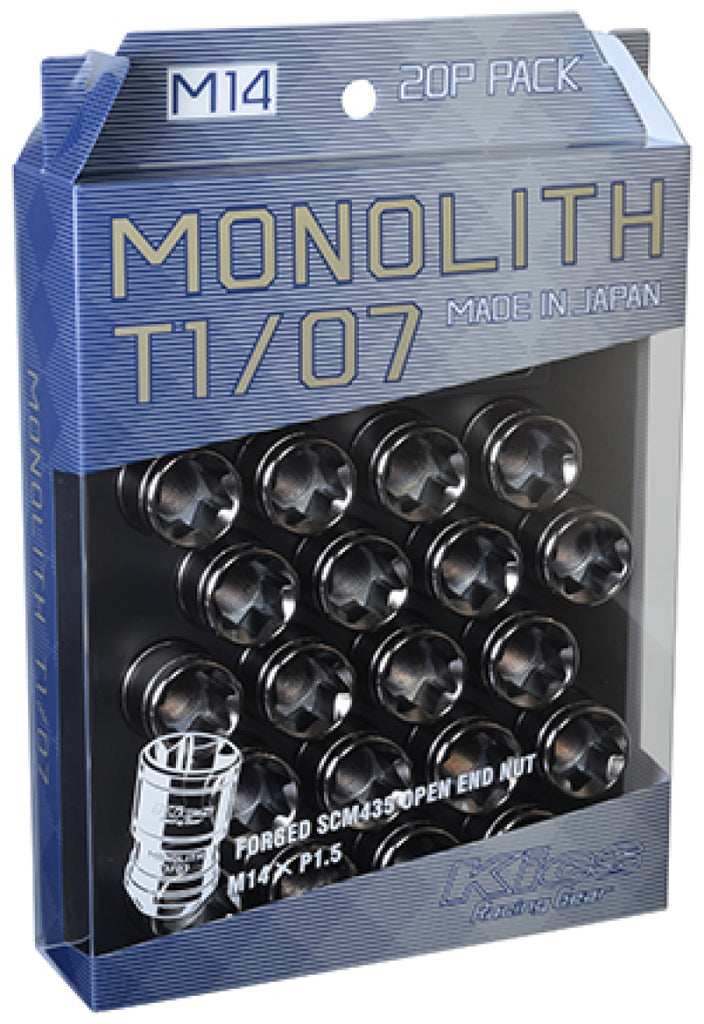 Project Kics 14 x 1.5 Glorious Black T1/07 Monolith Lug Nuts - 20 Pcs - eliteracefab.com