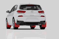Rally Armor 2019+ Hyundai Elantra N Line UR Black Mud Flap w/ Grey Logo - eliteracefab.com