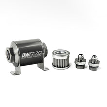 Load image into Gallery viewer, DeatschWerks Stainless Steel 6AN 5 Micron Universal Inline Fuel Filter Housing Kit (70mm) - eliteracefab.com