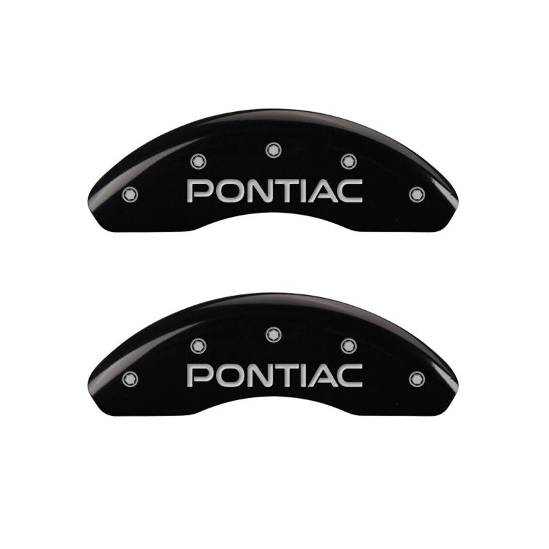 MGP 4 Caliper Covers Engraved Front Pontiac Engraved Rear G6 Black finish silver ch MGP