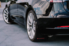 Load image into Gallery viewer, Rally Armor 17+ Tesla Model 3 UR Black Mud Flap w/ White Logo - eliteracefab.com