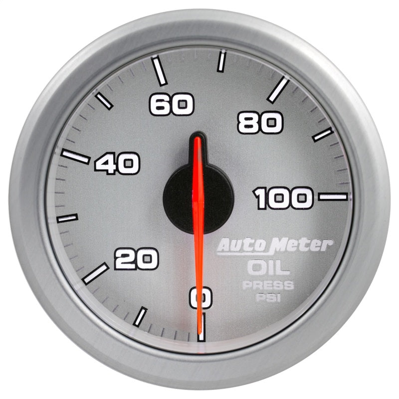 Autometer Airdrive 2-1/6in Oil Pressure Gauge 0-100 PSI - Silver 9152-UL