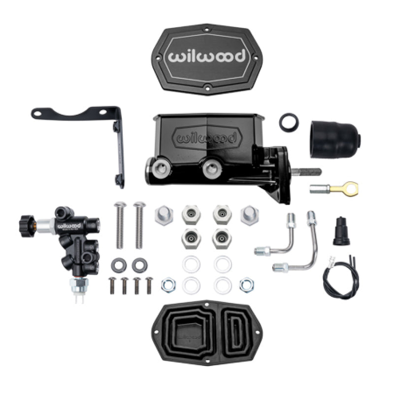 Wilwood Mopar Compact Tandem Master Cylinder Kit w/ Combination Valve & Pushrod 15/16in Bore - Black Wilwood