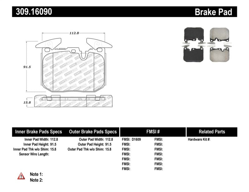 STOPTECH PERFORMANCE BRAKE PADS, 309.16090 - eliteracefab.com