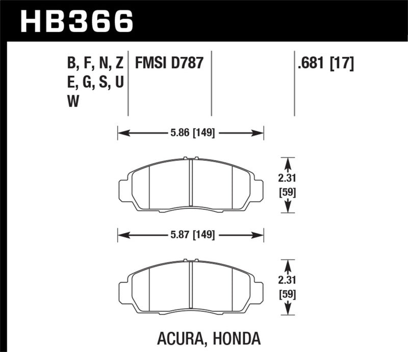 Hawk Performance ER-1 Front Brake Pads - HB366D.681 Hawk Performance