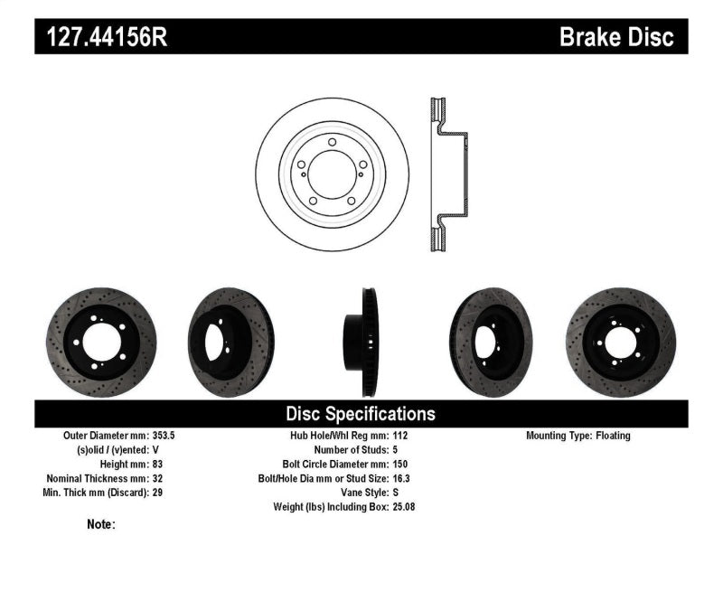 STOPTECH 07-09 TOYOTA TUNDRA / 08-09 TOYOTA SEQUOIA FRONT RIGHT SLOTTED & DRILLED ROTOR, 127.44156R - eliteracefab.com