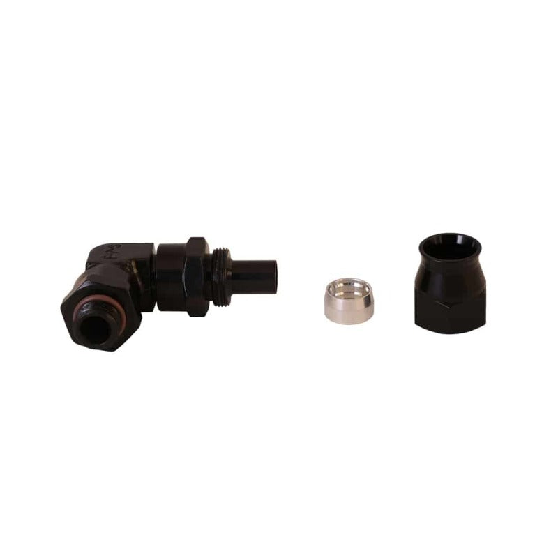Aeromotive PTFE Hose End - AN-06 to AN-08 Hose - 90 Deg - Black Anodized Aeromotive
