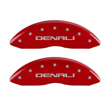 Load image into Gallery viewer, MGP 4 Caliper Covers Engraved Front &amp; Rear Denali Red finish silver ch - eliteracefab.com