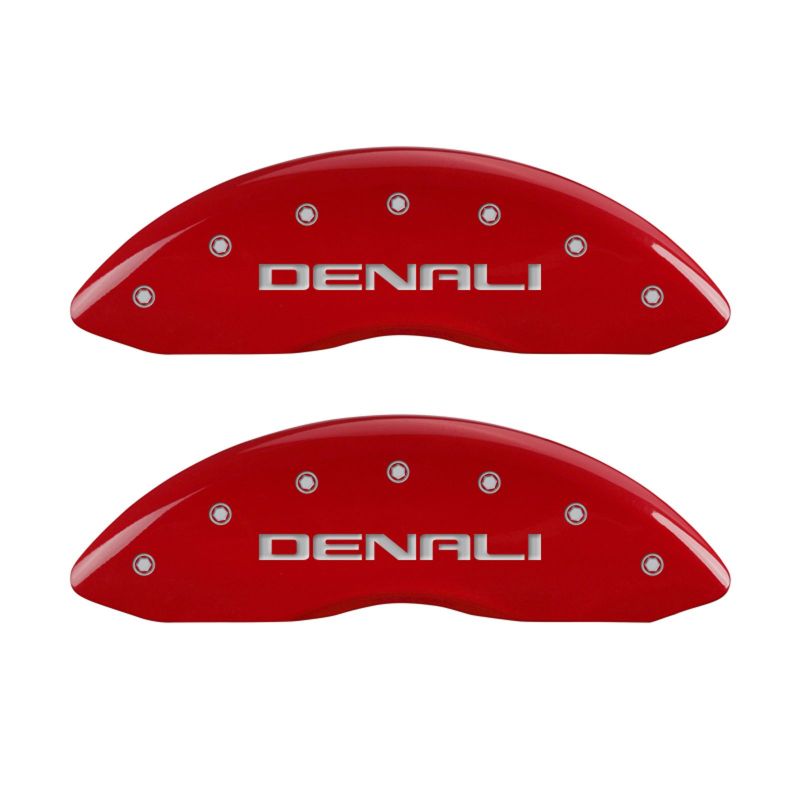 MGP 4 Caliper Covers Engraved Front & Rear Denali Red finish silver ch MGP